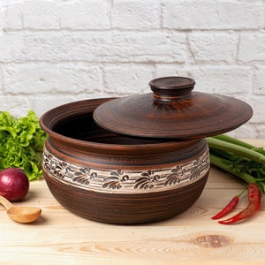 Unglazed Clay Pot for Cooking with Lid, Pot for Cooking & Serving with Lid, Terracotta Clay Pot, Terracotta Clay Pot, clay casserole pot