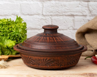 Clay dutch oven, Clay roasting pan, Brottopf keramik, Roasting dish oven, Curry Pot, Clay cooking pot, Terracotta pot, Clay cooking pot