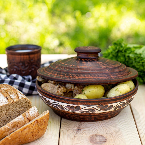 Terracotta pot, Clay dutch oven, Earthenware pot, Brottopf keramik, Roasting dish oven, Curry Pot Clay cooking pot Biryani pot Clay Cookware