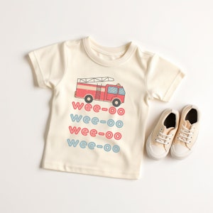 Baby/Toddler Firetruck Shirt, Kids Fire Engine Shirt, Trendy Vehicle Shirts, Cute Firefighter Birthday Tee, First Responder Tshirt Kids