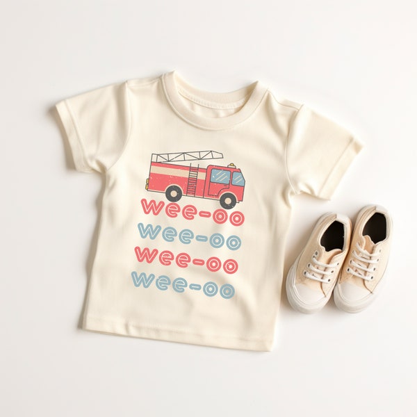 Baby/Toddler Firetruck Shirt, Kids Fire Engine Shirt, Trendy Vehicle Shirts, Cute Firefighter Birthday Tee, First Responder Tshirt Kids