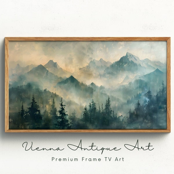 Misty Mountains Landscape Art for Samsung Frame TV, Instant Digital Download, Scenic Nature Wall Art Home Decor