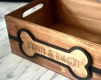 Dog Toy Bin Dog Toy box gift for dog lover personalized dog name gift multipurpose Wood Storage tote gift for new dog owner Custom Wood Box
