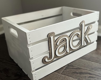 Personalized Kids Storage Tote Kids Toy Storage Wood Storage Box Customized kids toy storage baby storage Nursery storage box wood storage