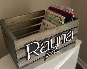 Kids Book Storage Box Personalized Kids Toy Storage Gift for Kids Personalized Kids Gift Children's Book Storage Kids Wooden Storage Basket