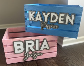 Personalized Kids Toy Basket Kids Toy Storage Wood Storage Box Customized kids toy storage baby storage Nursery storage box wood storage