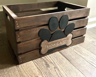 Large Personalized Dog Toy Basket gift for dog lover personalized dog name gift Wood Storage tote Custom Wood Storage Box Dog Storage