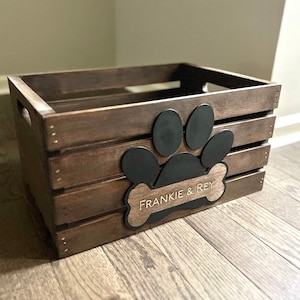 Large Personalized Dog Toy Basket gift for dog lover personalized dog name gift Wood Storage tote Custom Wood Storage Box Dog Storage