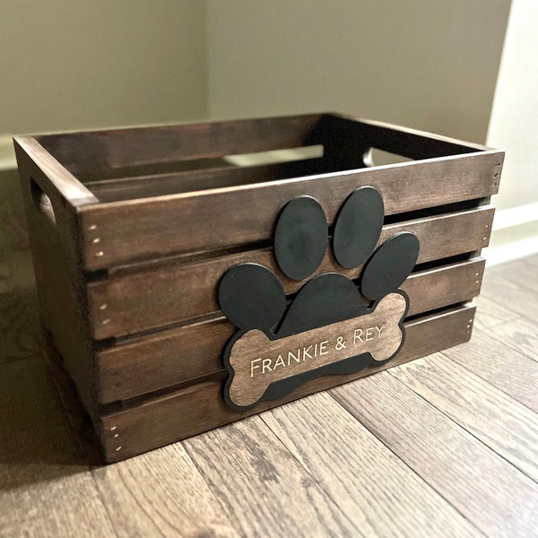 Large Personalized Dog Toy Basket gift for dog lover personalized dog name gift Wood Storage tote Custom Wood Storage Box Dog Storage