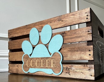 Personalized Dog Toy Box Dog Toy Crate gift for dog lover personalized dog name gift Wood Storage tote Custom Wood Storage Box Dog Storage