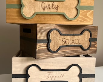 Dog Mom Gift Dog Toy box gift for dog lover personalized dog name gift multipurpose Wood Storage tote gift for new dog owner Custom Wood Box