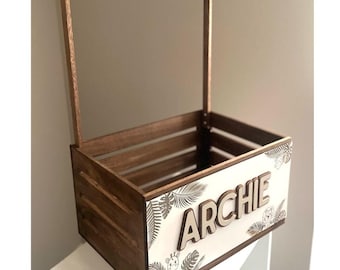 Baby Shower Basket with Hanging Bar Personalized Baby Gift Basket for Baby Shower Gift Safari Theme Baby Shower Safari Theme Nursery Gift