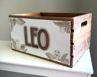 Kids Toy Box Personalized Storage Nursery Storage Tote Baby Shower Gift Nursery Decor Wood Toy Box Personalized Basket Gift for Kids Room