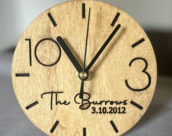 Personalized Anniversary Gift Clock Wedding Gift for Spouse Custom Desk Clock Personalized Clock Gift for Couple Tabletop Clock Couples gift
