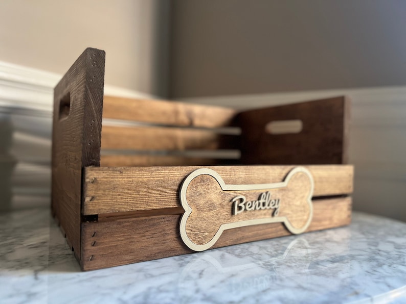 Dog toy box dog toy basket personalized puppy gift