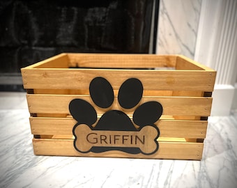Personalized Dog Toy Box Dog Toy Crate gift for dog lover personalized dog name gift Wood Storage tote Custom Wood Storage Box Dog Storage