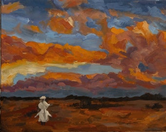 Sunset on Plains 10"x20" Original Oil Painting