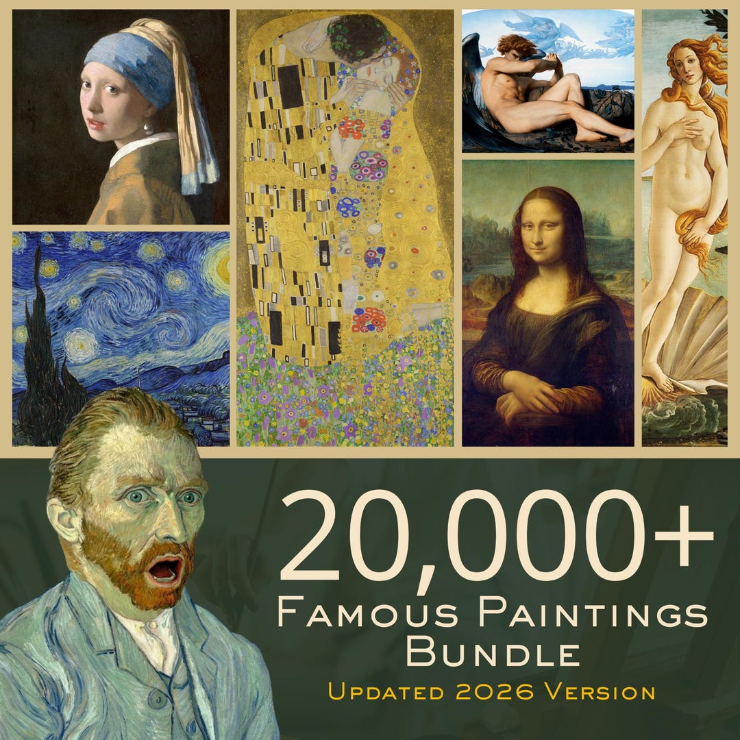 20,000+ Famous Masterpiece Art Bundle, High Definition Printable Wall ...