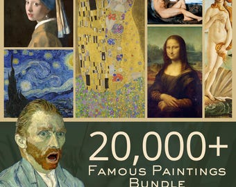 20,000+ Famous Masterpiece Art Bundle, High Definition Printable Wall Art (Commercial Use)