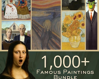 1,000+ Famous Paintings Starter Bundle, Printable Wall Art, Commercial Use MRR PLR