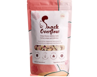 Rose Petal Cashews, 4.5 oz/130 Grams - Cashews Flavoured with Rose Petals, Flavoured Nuts, Indian Snacks, Tech Snacks by Snack Overflow