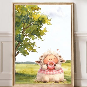 Sheep Nursery Print, Animal Kids Room Decor, sheep Print, cute sheep Nursery Artwork, Baby Girl Nursery, Baby Shower Gift 356