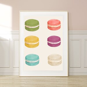 Macaroon Kitchen Wall Art  Trendy Minimalist Decor Boho French macarons Print food art House Warming Gift Aesthetic Kitchen Printable  12