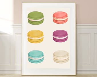 Macaroon Kitchen Wall Art  Trendy Minimalist Decor Boho French macarons Print food art House Warming Gift Aesthetic Kitchen Printable  12