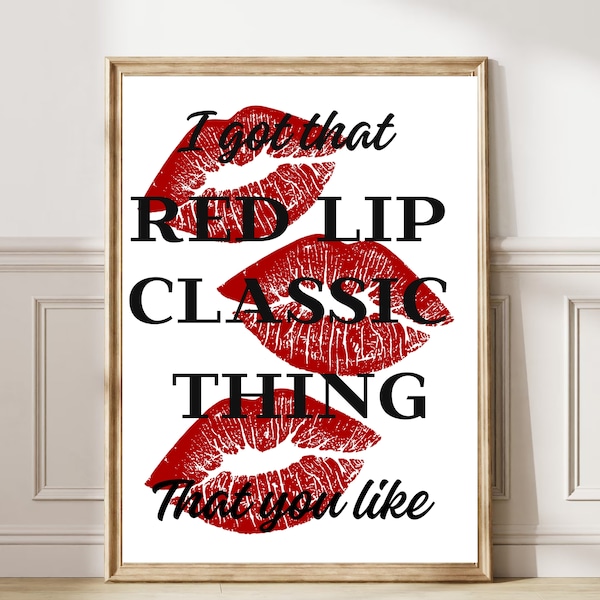 Red Lip Classic Thing Print Teen Girl room print 1989 Era Girly Wall Art Subtle Swiftie print Dorm decor printable Digital Download 26