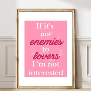 Enemies to Lovers Print Book Lover Decor Dorm College Printable Bookish ...