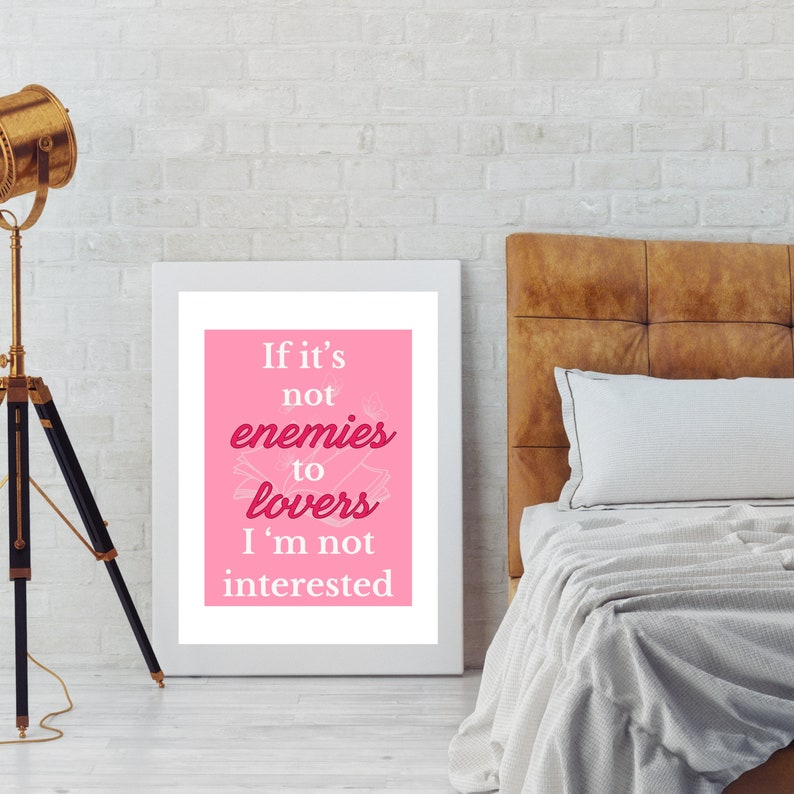 Enemies to Lovers Print Book Lover Decor Dorm College Printable Bookish ...