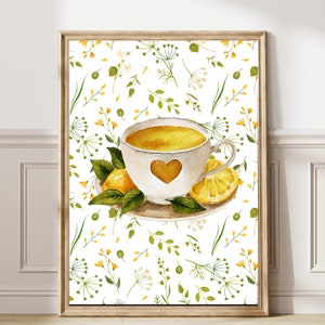 Vintage Tea Cup wall art flower Print Trendy Minimalist Decor TeaCup Fine art English Cottage Decor Abstract Aesthetic Kitchen Printable  89
