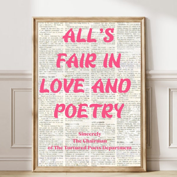 All’s Fair In Love And Poetry Art The Tortured Poets Department Poster Swiftie Preppy Aesthetic Dorm Decor Swiftie Merch Taylor poster 170