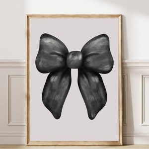 Coquette Black Bow Art Girlie minimalist wall art Trendy Nursery Decor bow  Painting Aesthetic Dark Academia Ribbon Poster Dorm printable 45