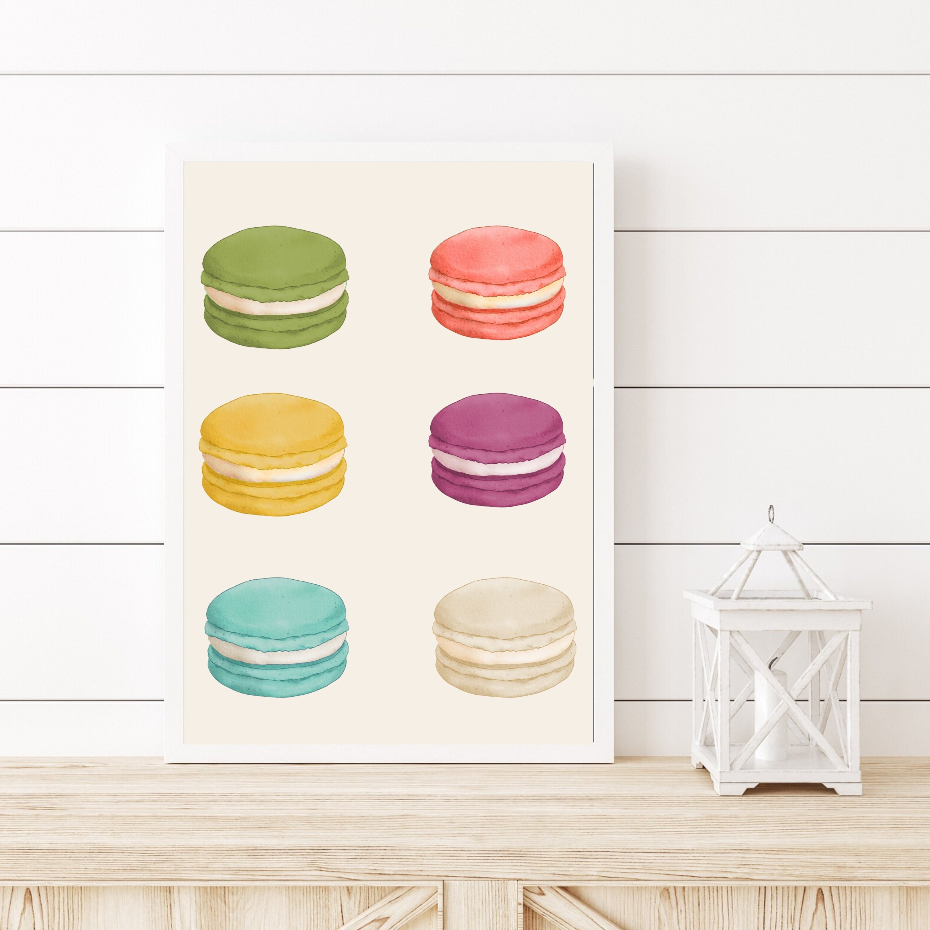 Macaroon Kitchen Wall Art Trendy Minimalist Decor Boho