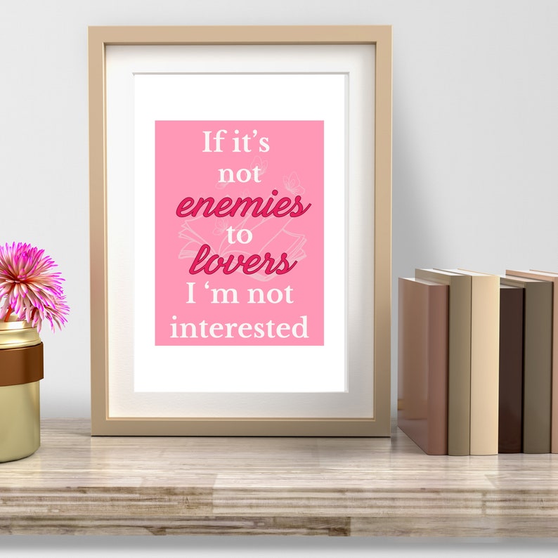 Enemies to Lovers Print Book Lover Decor Dorm College Printable Bookish ...