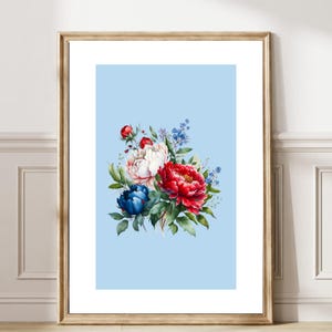 Rustic 4th of July Floral Print: Vintage American Flag (Digital Download)