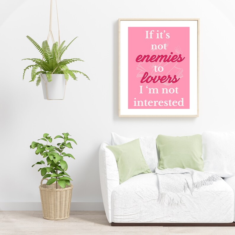 Enemies to Lovers Print Book Lover Decor Dorm College Printable Bookish ...