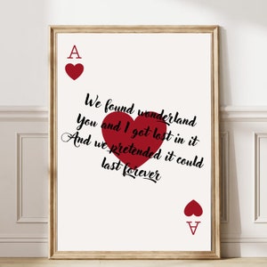 Wonderland Playing Card Poster Subtle Swiftie decor Aesthetic Home Decor Preppy Girly Wall Art Dorm Room Decor Swiftie Gift 51