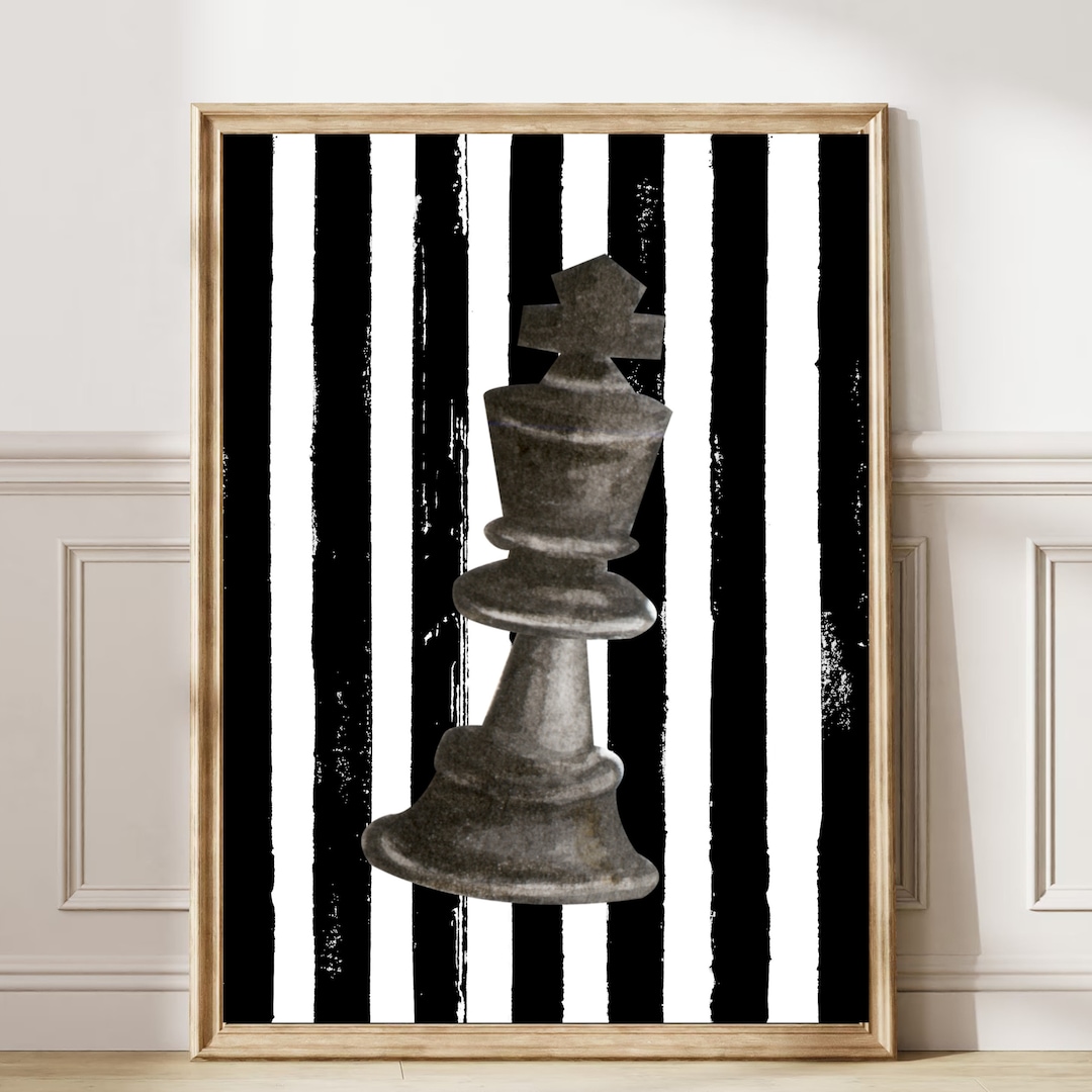 Chess Wall Art Trendy Minimalist Decor Boho Black and White Print ...