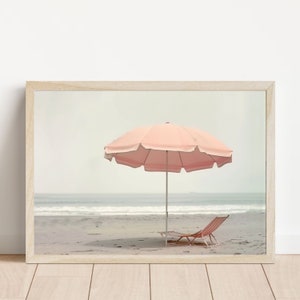 Watercolor beach Painting costal poster Pink Aesthetic Art Preppy Room Decor Retro Coastal Art Vintage Beach Print Girly Apartment Decor 164