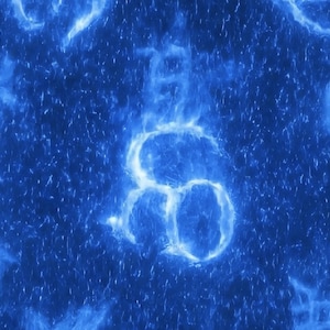 Peut inclure: Œuvre d'art numérique abstraite avec un fond bleu foncé et des symboles bleus lumineux. Les symboles semblent anciens ou mystiques, avec un effet texturé, presque enfumé. Le thème général est la fantaisie ou l'ésotérisme.