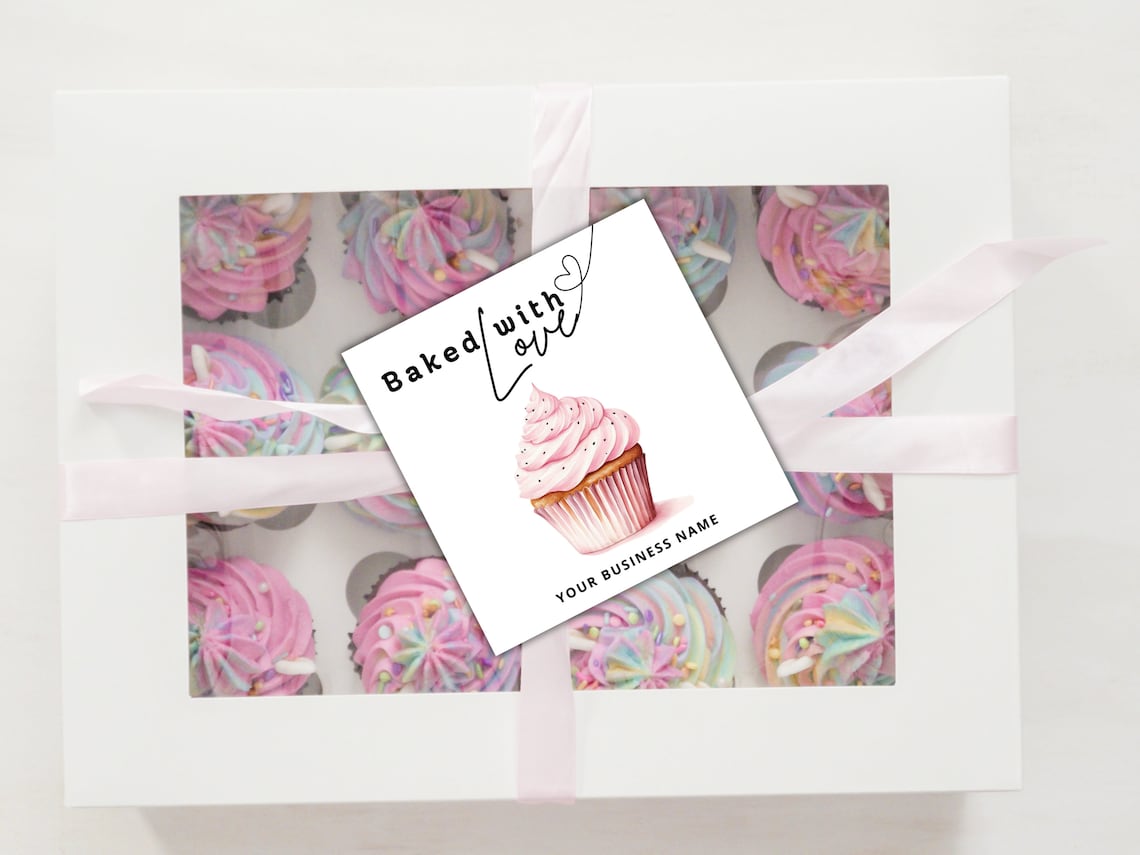 Bakery Business Thank You Card, Baked With Love Packaging Insert Card ...