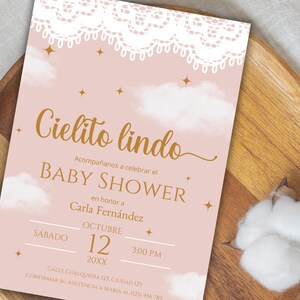 Dusty Pink Cielito Lindo Baby Shower Invitation in Spanish, Baby Shower Invite Template, Mexican Talavera Theme Baby Shower Digital Invite