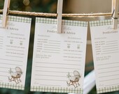 Boho Baby Shower Predictions Card, Green Gingham Baby PredictIons and Advice Card, Baby Shower Game Card, DIGITAL DOWNLOAD