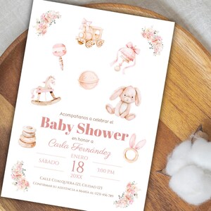 Baby Shower Spanish Invitation Template, Es Niña Invitacion, Girl Baby Shower Invite in Spanish, E-invite Baby Shower, Instant Download