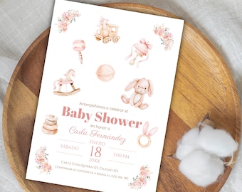 Baby Shower Spanisch Einladung Vorlage, Es Niña Invitacion, Mädchen-Babyparty einladen in Spanisch, E-invite Baby Shower, Instant Download
