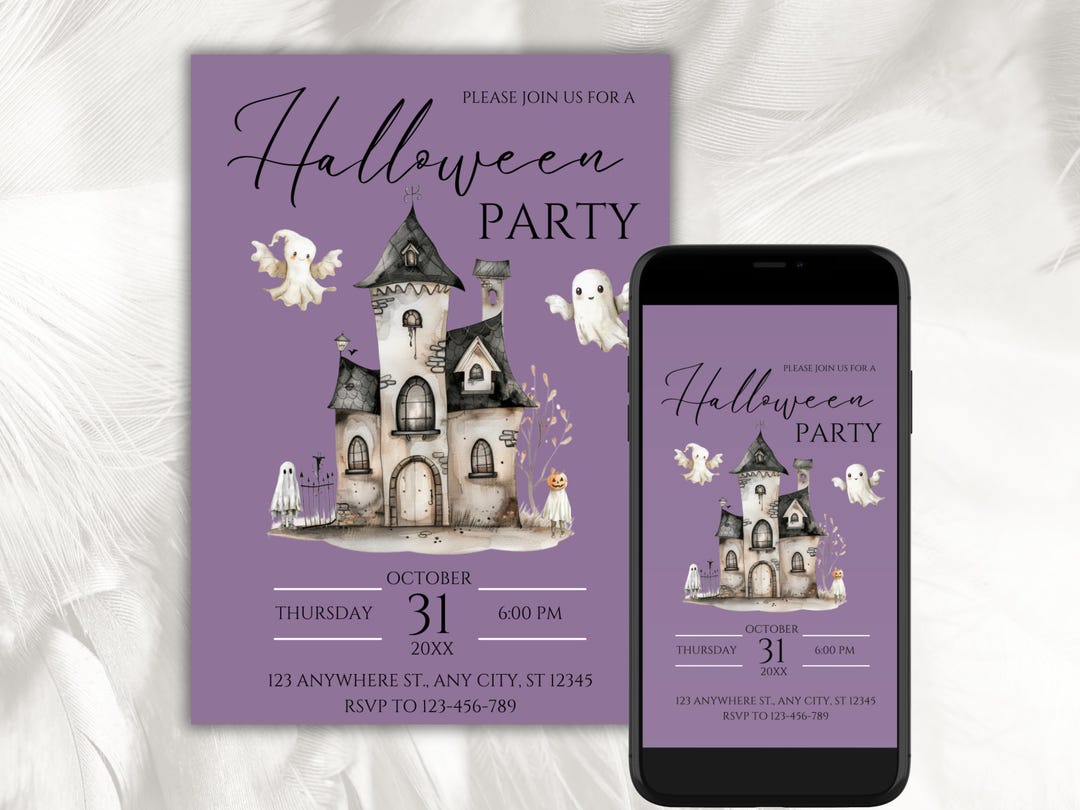Editable Halloween Party Invitation Template, Haunted House Halloween ...