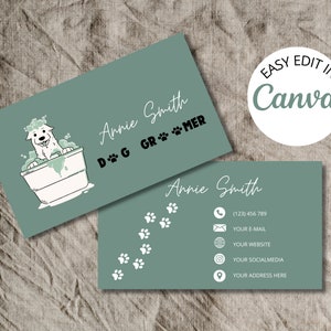 Editable dog grooming business card, Printable Dog groomer business card