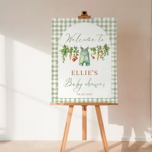 Locally Grown Baby Shower Welcome Sign Template, Editable Farmer&#39;s Market Theme Welcome Sign, Garden Baby Shower Decorations
